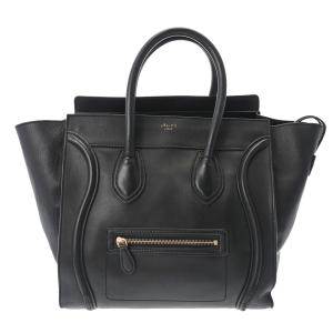 CELINE セリーヌ ラゲージ ミニショッパー  ブラック ゴールド金具 レディース レザー ハンドバッグ Bランク 中古 銀蔵｜ginzo1116