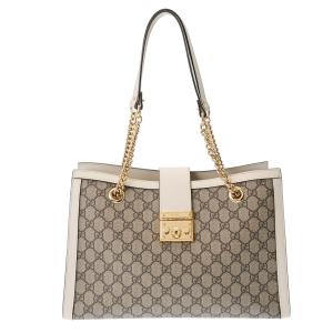 銀蔵 中古 GUCCI グッチ パドロック GG ミディアム ショルダーバッグ 479197 ベージュ ゴールド金具 トートバッグ ランクA｜ginzo1116