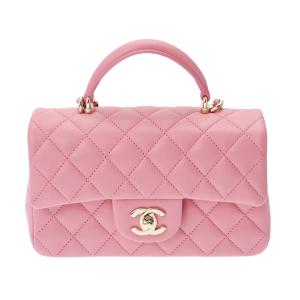 CHANEL シャネル トップハンドル ミニチェーンショルダー ピンク シャンパンゴールド金具 AS2431 レディース ラムスキン 2WAYバッグ 未使用 銀蔵｜ginzo1116