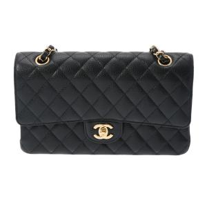 CHANEL シャネル Wフラップ Wチェーンショルダー 25 ブラック ゴールド金具 レディース キャビアスキン ショルダーバッグ Aランク 中古 銀蔵｜ginzo1116