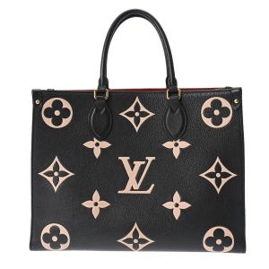 LOUIS VUITTON ルイヴィトン モノグラムアンプラント オンザゴー MM 黒/ベージュ M45495 レディース レザー 2WAYバッグ Aランク 中古 銀蔵｜ginzo1116