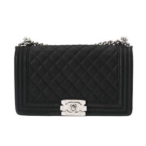 CHANEL シャネル ボーイシャネル チェーンショルダー 25 黒 シルバー金具 A67086 レディース キャビアスキン ショルダーバッグ ABランク 中古 銀蔵｜ginzo1116