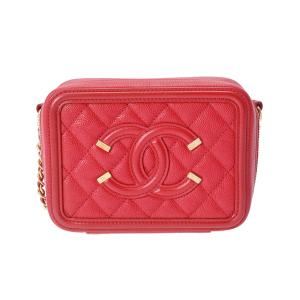 CHANEL シャネル CCフィグリー チェーンショルダー 赤 ゴールド金具 A84452 レディース キャビアスキン ショルダーバッグ ABランク 中古 銀蔵｜ginzo1116