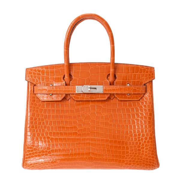 HERMES エルメス バーキン 30 オレンジ パラジウム金具 □L刻印(2008年頃) レディー...