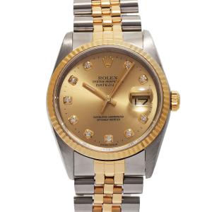 ROLEX ロレックス デイトジャスト 10Pダイヤ 16233G メンズ YG/SS 腕時計 自動巻き シャンパン文字盤 Aランク 中古 銀蔵｜ginzo1116