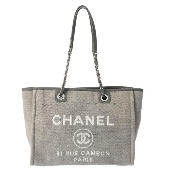 CHANEL シャネル ドーヴィル MM チェーントート グレー シルバー金具 - レディース キャ...