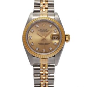 ROLEX ロレックス デイトジャスト 10Pダイヤ 69173G レディース YG/SS 腕時計 自動巻き ゴールド文字盤 Aランク 中古 銀蔵｜ginzo1116