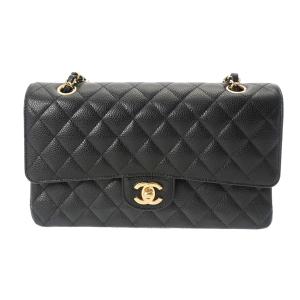 CHANEL シャネル マトラッセ チェーンショルダー 25cm Wフラップ 黒 ゴールド金具 A01112 レディース キャビアスキン ショルダーバッグ 新同 中古 銀蔵｜ginzo1116