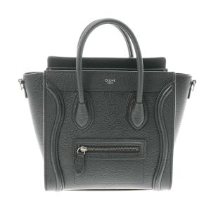 CELINE セリーヌ ラゲージ ナノ 黒 シルバー金具 189243 レディース ドラムドカーフ ハンドバッグ Aランク 中古 銀蔵｜ginzo1116