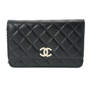 CHANEL シャネル マトラッセ パール チェーンウォレット  黒 シャンパンゴールド金具 A33814 レディース ラムスキン ショルダーバッグ 未使用 銀蔵｜ginzo1116