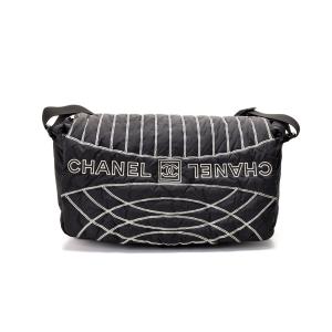 シャネル CHANEL スポーツライン ショルダー ナイロン 黒 中古　｜ginzo1116