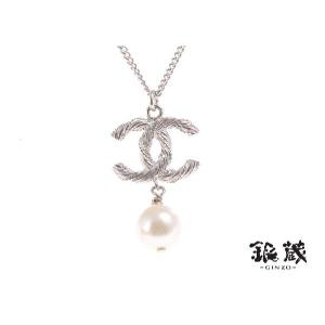 シャネル CHANEL ロゴネックレス パール風 14年モデル 中古　｜ginzo1116