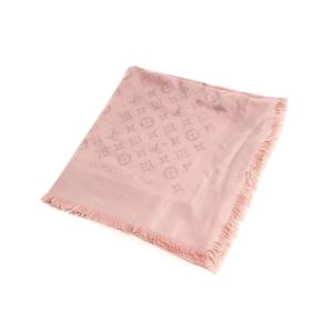 ルイヴィトン LOUIS VUITTON ストール モノグラム ピンク シルク×ウール 中古