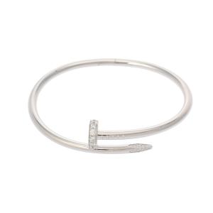 CARTIER カルティエ ジュストアンクル クラシックモデル ダイヤ #17 レディース K18ホワイトゴールド WG ブレスレット Aランク 中古 銀蔵