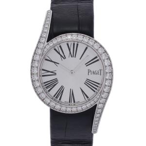 PIAGET ピアジェ ライムライト ガラ ダイヤベゼル G0A38160 レディース WG/革 腕時計 クオーツ シルバー文字盤 Aランク 中古 銀蔵｜ginzo1116