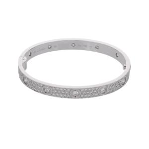 中古 カルティエ CARTIER ラブブレスレット パヴェダイヤ #16 K18ホワイトゴールド WG ダイヤモンド レディース ブレスレット