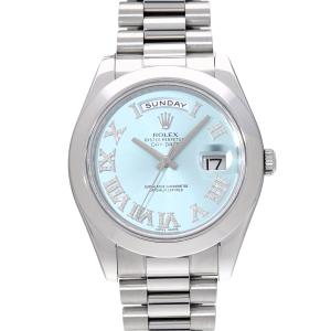 中古 ロレックス ROLEX デイデイト II 218206 ランダムシリアル アイスブルー/ダイヤモンド メンズ 腕時計