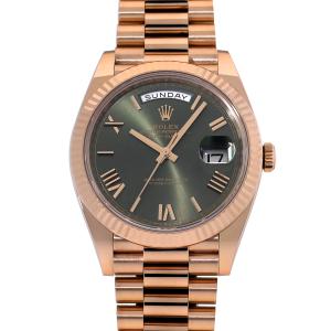 中古 ロレックス ROLEX デイデイト 40 228235 ランダムシリアル オリーブグリーン/エバーローズゴールド メンズ 腕時計