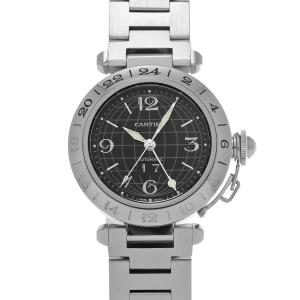 中古 カルティエ CARTIER パシャC メリディアン GMT W31049M7 ブラック ユニセックス 腕時計