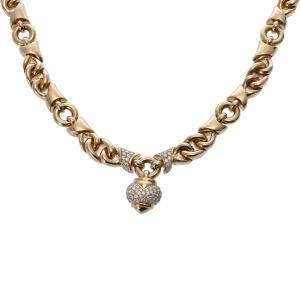 中古 ブルガリ BVLGARI ドッピオクオーレ ネックレス K18イエローゴールド YG ダイヤモンド レディース ネックレス