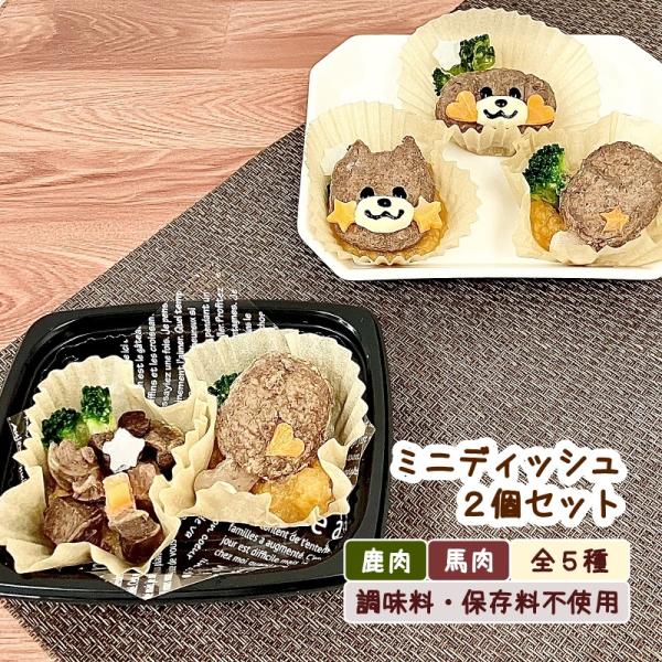 わんこのミニディッシュ２個セット 無添加・調味料不使用（ 小さいサイズ 小分け 鹿肉 馬肉 愛犬 お...
