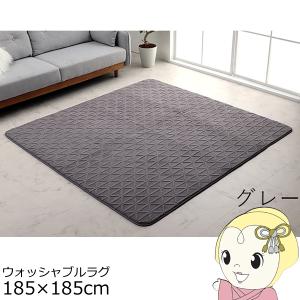 ラグ カーペット イケヒコ 手洗い 正方形 滑りにくい グレー 床暖房 ホットカーペット対応 こたつ敷布団