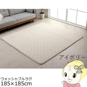 ラグ カーペット イケヒコ 手洗い 正方形 滑りにくい アイボリー 床暖房 ホットカーペット対応 こたつ敷布団