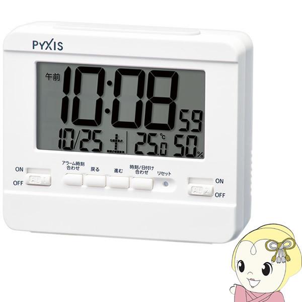 SEIKO セイコー 掛け置き兼用 PIXIS ピクシス 目ざまし時計 温度計 湿度計 白 ホワイト...