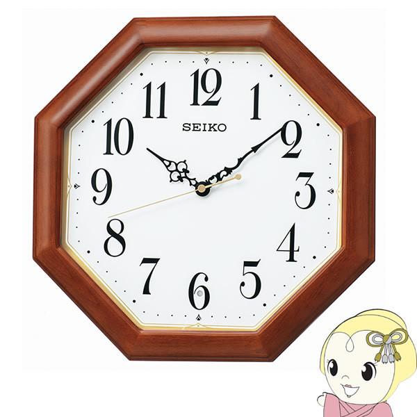 セイコー SEIKO スタンダード 電波掛時計 八角形 アルダー・茶木地塗 スイープセコンド 電池切...