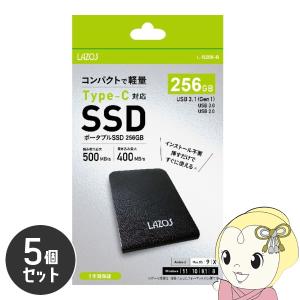 Lazos ポータブル外付けSSD 256GB 5個セット L-S256-B/srm｜gioncard