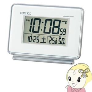 目覚まし時計 セイコークロック 電波 デジタル 2チャンネルアラーム カレンダー・温度・湿度表示 白 おしゃれ SEIKO｜gioncard