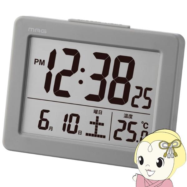 目覚まし時計 MAG マグ ノア精密 置き時計 デジタル 温度 カレンダー ブリム グレー T-77...