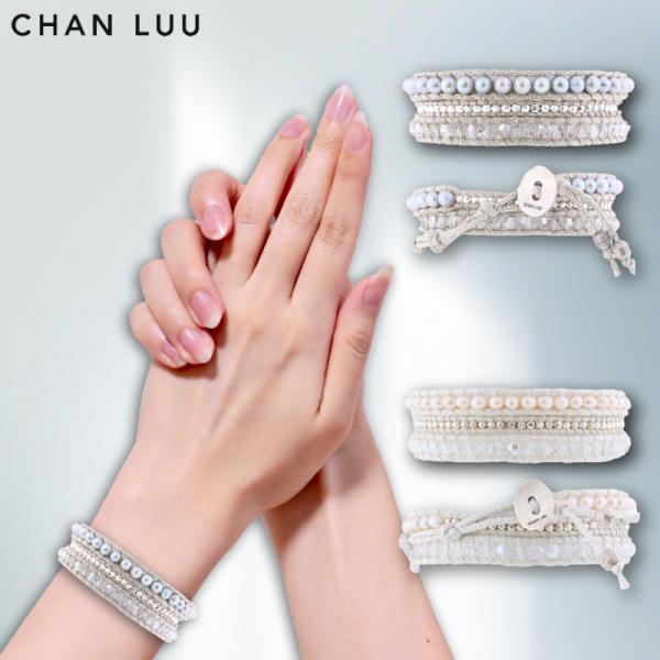 CHAN LUU／チャンルー パールストーンミックス コードラップ3連ブレスレット アクセサリー ジ...