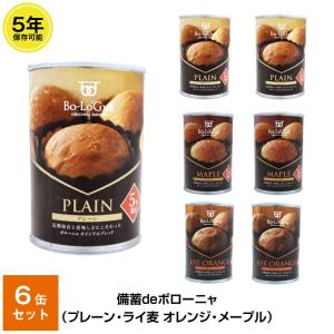 5年保存 非常食 パン 缶詰 保存缶 備蓄deボローニャ 6缶セット 1缶/2個入 プレーン メープル ライ麦オレンジ｜gios-shop