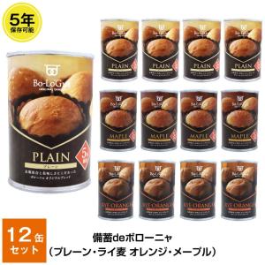 5年保存 非常食 パン 缶詰 保存缶 備蓄deボローニャ 12缶セット 1缶/2個入 プレーン メープル ライ麦オレンジ｜gios-shop