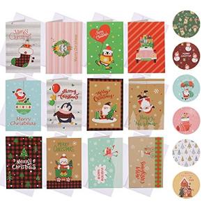 KINBOM 24 Pcs Holiday Christmas Cards Kits with Envelopes and Sticker Gree