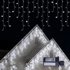 BRIGHTDECK Christmas Icicle Lights 192 LED 16.4 FT 8 Modes Waterproof Cool