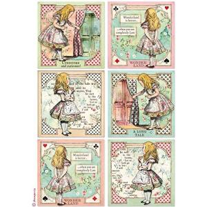 スタンペリア A4サイズ ライスペーパー 不思議の国のアリス デコパージュ Stamperia ペーパーレター Alice