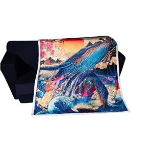Great Wave Whale Throws Blankets for Couch Plush Throw Blankets Soft Cozy B