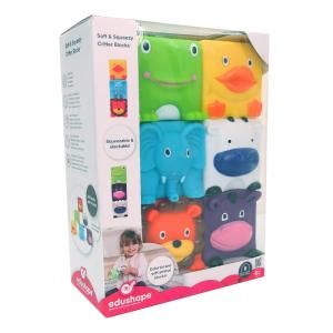 知育おもちゃ Edushape Animal Soft Baby Blocks  Set of 6 Sq