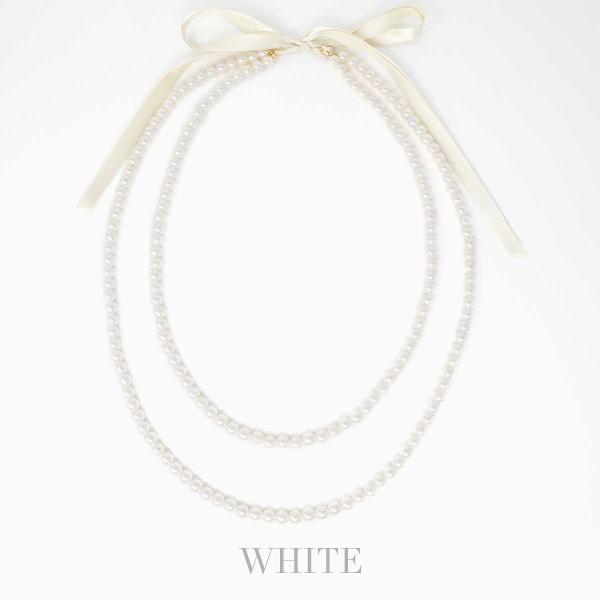 ネックレス パール 結婚式 リボン ロング パーティー 冠婚葬祭 フォーマル アクセサリー レディー...