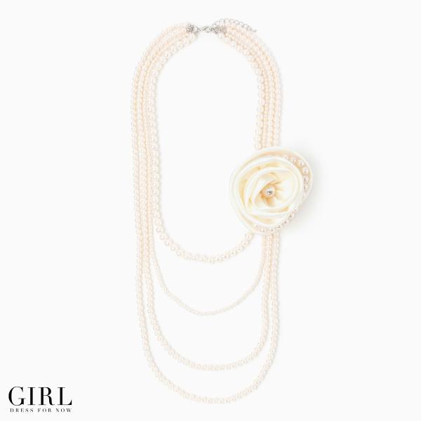 ネックレス パール パールネックレス 結婚式 フラワー 花 ロングネックレス ロング ロングパールネ...