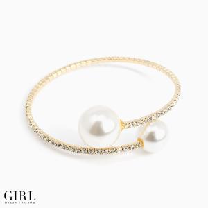ブレスレット バングル パール パールブレスレット 結婚式 ラインストーン パーティー 冠婚葬祭 フォーマル アクセサリー レディース ゴールド シルバー
