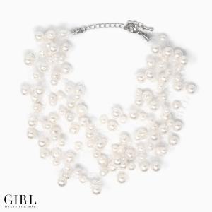 ネックレス 結婚式 フェイクパール シルバー パーティー フォーマル アクセサリー レディース チョーカー風 チョーカー バブル