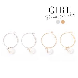 ピアス パール パールピアス 結婚式 フープ シンプル ラインストーン パーティー 冠婚葬祭 フォーマル アクセサリー レディース ゴールド