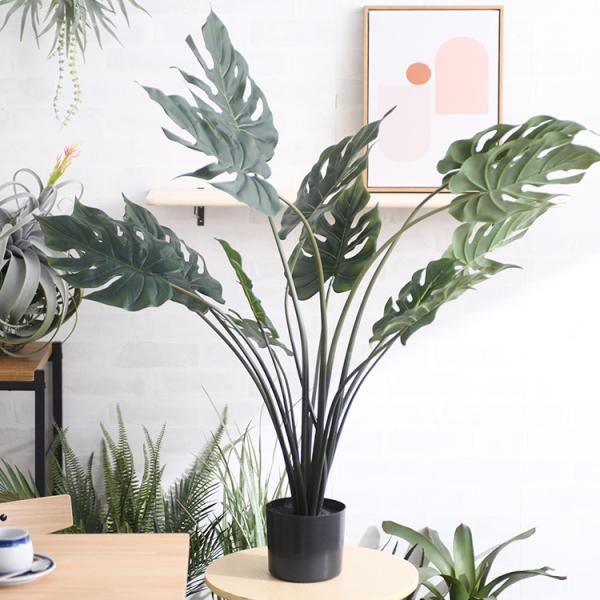 観葉植物 フェイクグリーン ボタニカル 造花 おしゃれ ポット 小さい Brown. ブラウン モン...