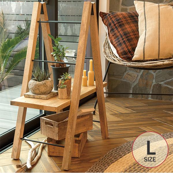 ラック シェルフ 木製 アイアン 棚 折り畳み式 ラダーラック L W48×D3×H160cm