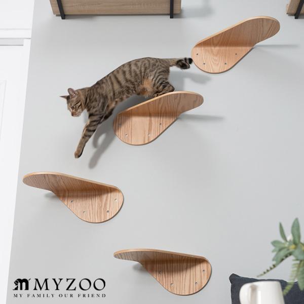 猫 キャットステップ コンパクト 木製 おしゃれ MYZOO マイズー キャットステップ LACK ...
