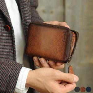 青木鞄 二つ折り財布 ラウンドファスナー Lugard G-3 メンズ 本革