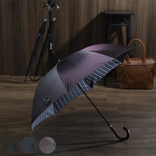 Ramuda ラムダ メンズ 傘 65cm 甲州織 オルタネート ストライプ 耐風骨 8本骨 楓持ち...